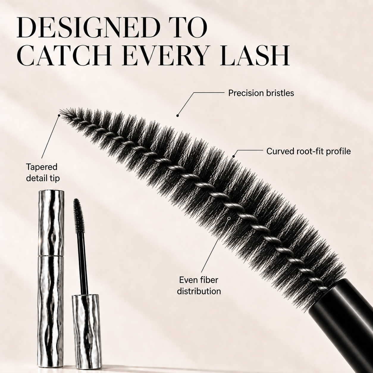 Close view of mascara precision bristles